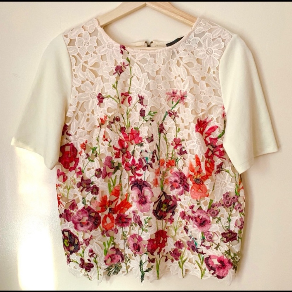 {Anthropologie} Sunday in Brooklyn Canna Top Blouse brocade floral Small